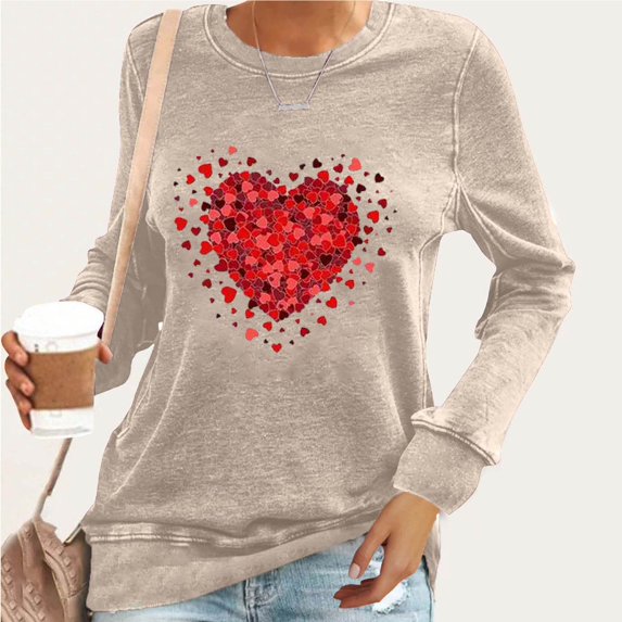 Xixinqiwan Valentines Day Sweatshirt for Women,Women Valentines Sweater Love Heart Graphic Knit Sweatshirts Valentine Day Oversized Crewneck Tops