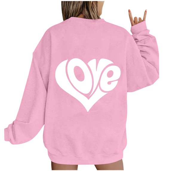 Xixinqiwan Valentines Day Sweatshirt for Women,Women's Round Neck Raglan Sleeves Long Sleeved Valentine's Day Love Printed Top Sweater
