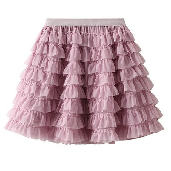 Xixinqiwan Women 2025 Skirts Plus Size,Mini Skirts for Women Summer Fashion Short Pure Colour Cake Skirt Layers of Wooden Ear Hem Skirts Tiered Flowy