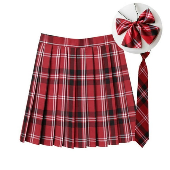 Xixinqiwan Women 2025 Skirts Plus Size,Women's Mini Skirt Plaid American Vintage Pleated Skirt Uniform Role Play Costume Halter Dresses with Flowy Design