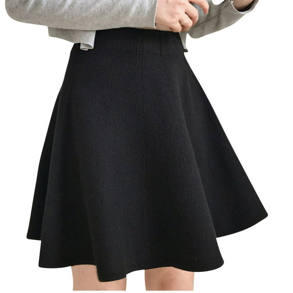 Xixinqiwan Women 2025 Skirts Plus Size,Women's Skorts Solid Colour High-Waisted A-Line Umbrella Skirt Cover Crotch Thin Wool Knitted Pleated Short Skirts
