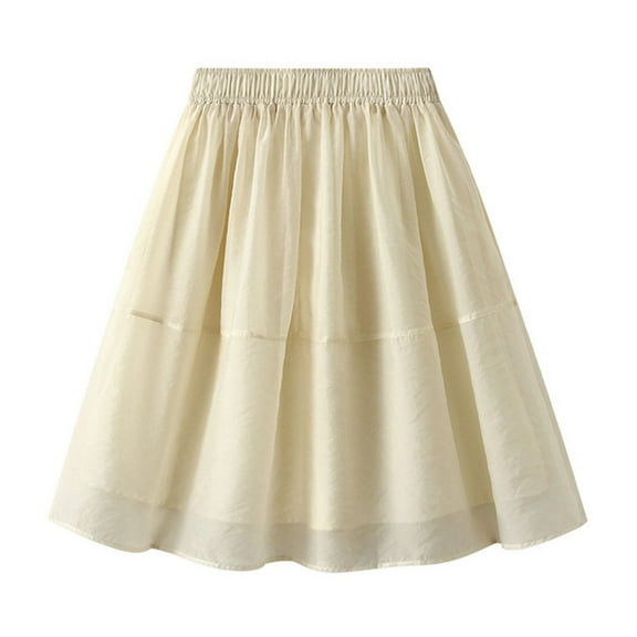 Xixinqiwan Women 2025 Skirts Plus Size,Women's Skorts Summer Casual Curtain Yarn Solid Colour A-Line Short Skirts Flowy Comfy for Daily Wear