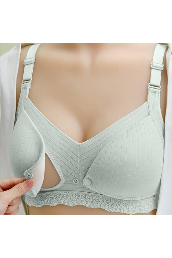 Women Bras Wireless,Womens Cotton Maternity Sleep Bra Open Buckle Nursing Bralettes Support Front Bras Pregnancy Postpartum Breastfeeding Underwear