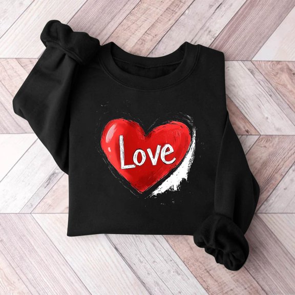 Xixinqiwan Women Crewneck Sweatshirt Valentine's Shirt,Women Valentines Day Lovers Sweaters Casual Round Neck Hoodless Sweatshirts Pullover Tops
