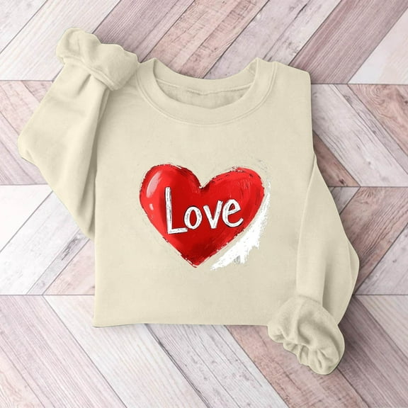 Xixinqiwan Women Crewneck Sweatshirt Valentine's Shirt,Women Valentines Day Lovers Sweaters Casual Round Neck Hoodless Sweatshirts Pullover Tops