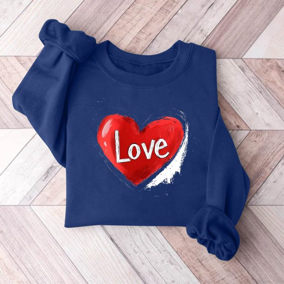 Xixinqiwan Women Crewneck Sweatshirt Valentine's Shirt,Women Valentines Day Lovers Sweaters Casual Round Neck Hoodless Sweatshirts Pullover Tops