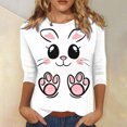 thumbnail image 1 of Xixinqiwan Women Easter Shirt,Womens Bunny Color Egg Graphic 3/4 Sleeve Crew Neck Tops Womens Spring Shirts, 1 of 5