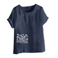 thumbnail image 1 of Xixinqiwan Women No Boundaries Tops,Women's Plus Size Summer Tops Floral Printed Crew Neck Casual Summer Blouses Shirts Navy 5XL, 1 of 6