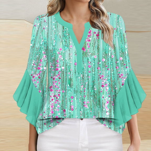 Xixinqiwan Women No Boundaries Tops,Womens Dressy Tops 2025 Spring Summer Tunics 3/4 Sleeve V Neck T Shirts Casual Tunic Blouse