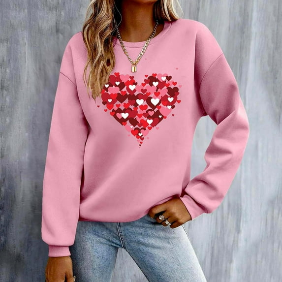 Xixinqiwan Women Plus Size Tops Valentines Day Shirt,Women Buffalo Plaid Love Heart Graphic Tees Letter Print Long Sleeve Tops Shirts