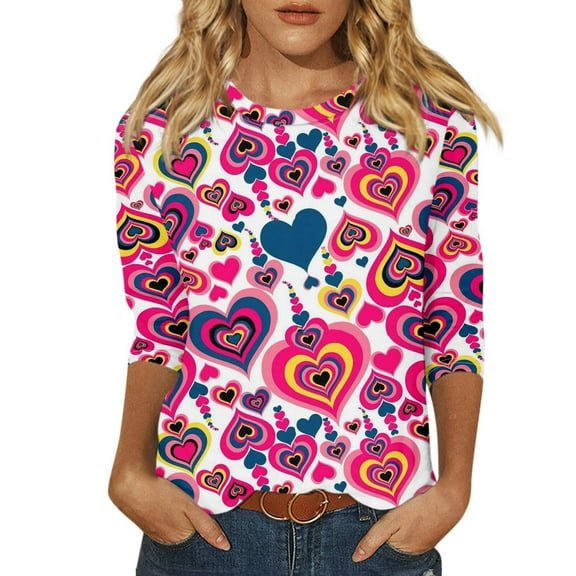 Xixinqiwan Women Plus Size Tops,Womens Valentine Sweatshirts Casual Lovely Graphic Long Sleeve Pullover Tops