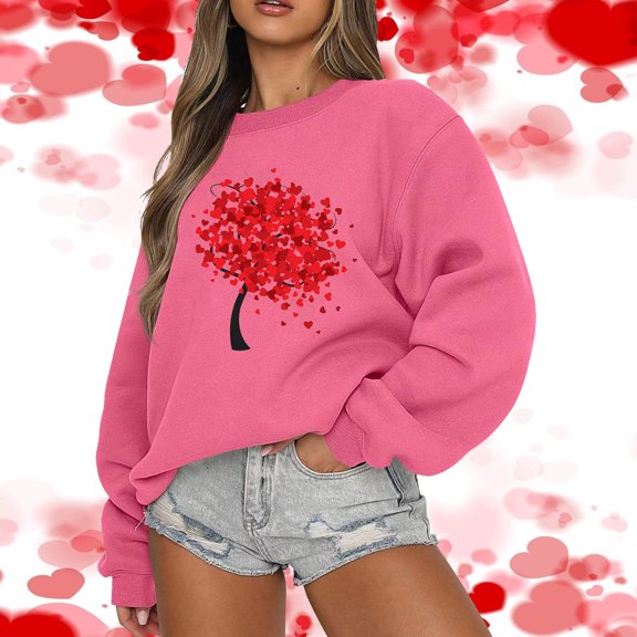 Xixinqiwan Women Sweatshirt Valentines Day Shirt,Women Cute Teacher Valentine Sweatshirt Casual Heart Grahic Pullover Oversized Crewneck Tops