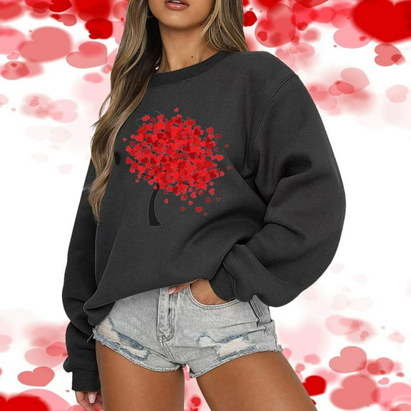 Xixinqiwan Women Sweatshirt Valentines Day Shirt,Women Cute Teacher Valentine Sweatshirt Casual Heart Grahic Pullover Oversized Crewneck Tops