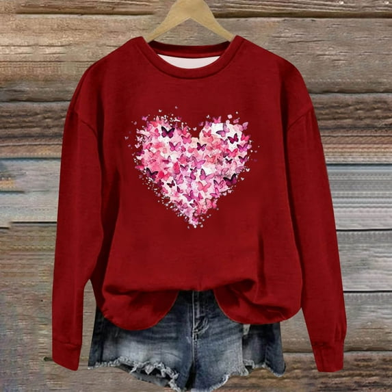 Xixinqiwan Women Sweatshirt Valentines Day Shirt,Women Happy Valentine's Day Shirts Tie Dye Crewneck Pullover Tops Valentines Gifts Women Tops