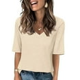 thumbnail image 1 of Xixinqiwan Women Tops under $10.00,2025 Women's Tunic Tops V Neck Short Sleeve T Shirts Tops Loose Fit Blouses Dressy Casual Summer Basic Shirts, 1 of 6