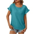 thumbnail image 1 of Xixinqiwan Women Tops under $10.00,Women's Fashion Casual Spring And Summer New Loose Thread Stitching Round Neck Short-Sleeved T-shirts Clothes under $5.00, 1 of 6