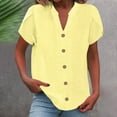 thumbnail image 1 of Xixinqiwan Women Tops under $10.00,Womens Work Blouses Short Sleeve Button Down Tops V Neck Collared Casual Business Plain Basic Summer Shirts, 1 of 8