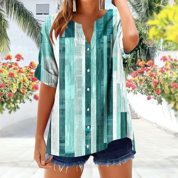 Xixinqiwan Women Tops ,Womens Short Sleeve Shirts Hawaiian Tropical Floral Printed Casual Vacation Tshirt Blouse Summer Tops