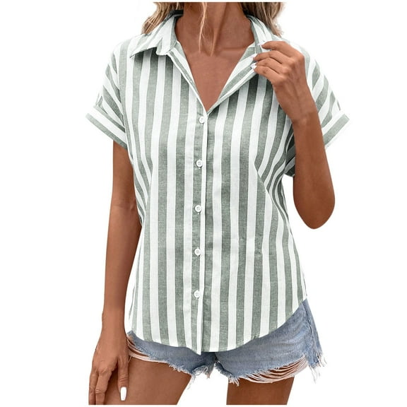 Xixinqiwan Women Tops under $10.00,Women Summer Casual Shirts Short Sleeve Tunic Tops Casual Crew Neck Tee Tshirt Blouses Army Green S