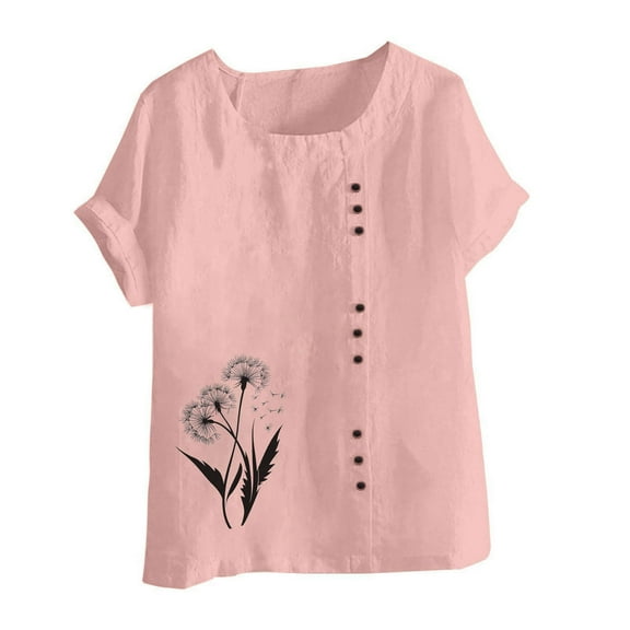 Xixinqiwan Women Tops under $10.00,Womens Casual Tops Crewneck Short Sleeve T Shirts Fashion Outfits 2025 Spring Summer Shirts Pink XL