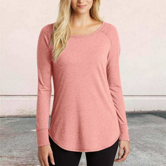Xixinqiwan Women Tunic Blouse Athletic Yoga Long Sleeve Super Soft T-Shirt Casual Crewneck Loose Comfy Base Tee