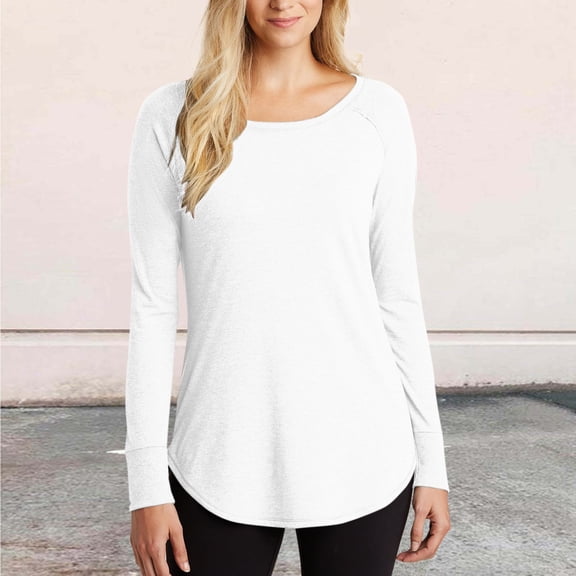 Xixinqiwan Women Tunic Blouse Athletic Yoga Long Sleeve Super Soft T-Shirt Casual Crewneck Loose Comfy Base Tee