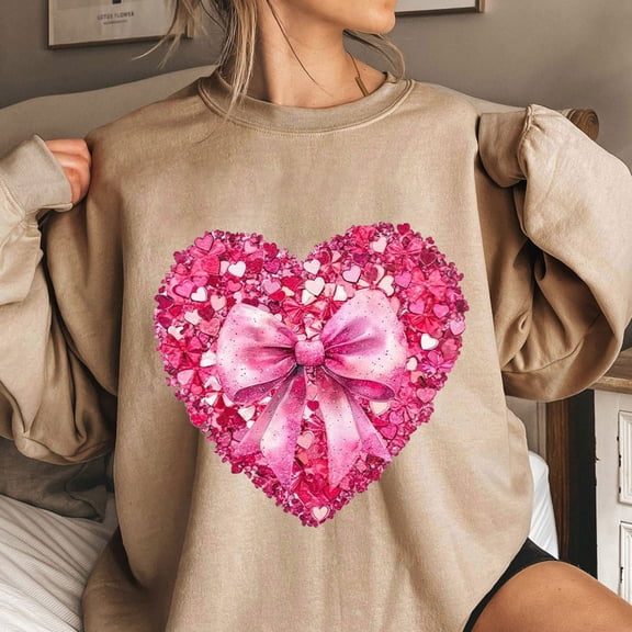 Xixinqiwan Women Valentine's Day Sweatshirt,Women Girls Plus Size Long Sleeve Shirts Cute 3D Colorful Heart Pattern Graphic Tees Loose Fit Cozy Pullovers