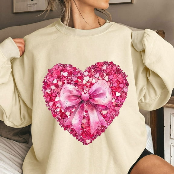 Xixinqiwan Women Valentine's Day Sweatshirt,Women Girls Plus Size Long Sleeve Shirts Cute 3D Colorful Heart Pattern Graphic Tees Loose Fit Cozy Pullovers