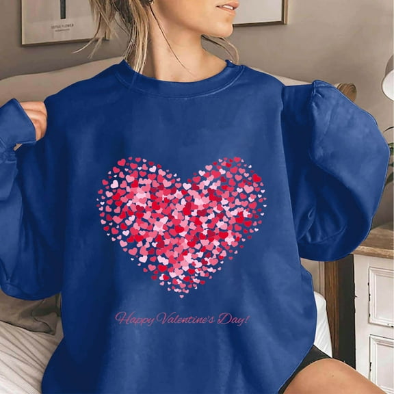 Xixinqiwan Women Valentine's Day Sweatshirt,Womens Cute Leopard Love Heart Valentines Shirt Gift Teacher Valentine Sweatshirt