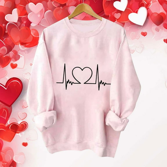 Xixinqiwan Women Valentine's Day Sweatshirt,Womens Love Heart Raglans T-Shirts Casual Long Sleeve Valentine's Day Graphic Tees Tops