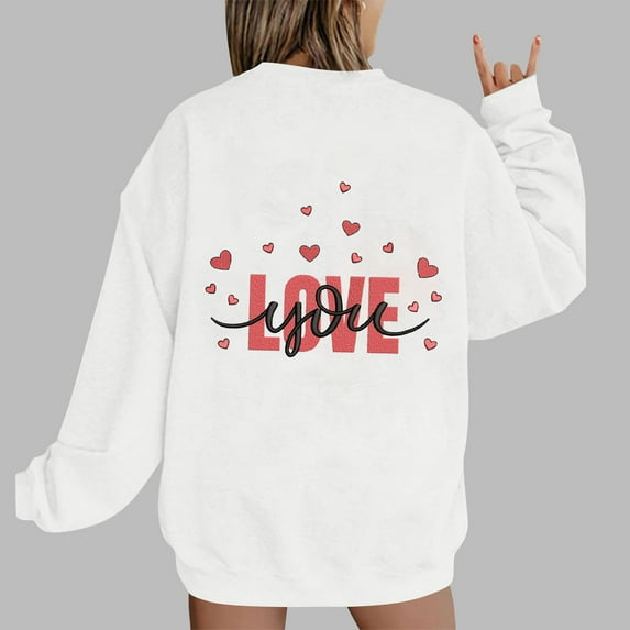 Xixinqiwan Women Valentines Day Hooded Sweatshirt,Women Happy Valentine's Day Shirts Tie Dye Crewneck Pullover Tops Valentines Gifts Women Tops