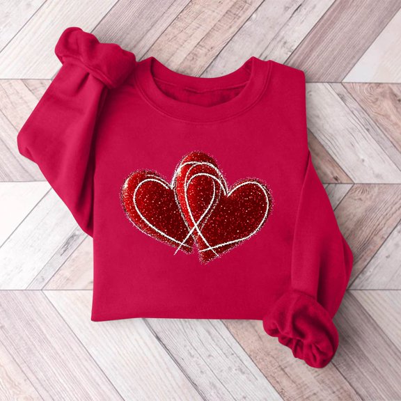 Xixinqiwan Women Valentines Day Sweatshirt,Women Love Heart Pullover Letter Print Tie Dye Crewneck Long Sleeve Shirt Women Top