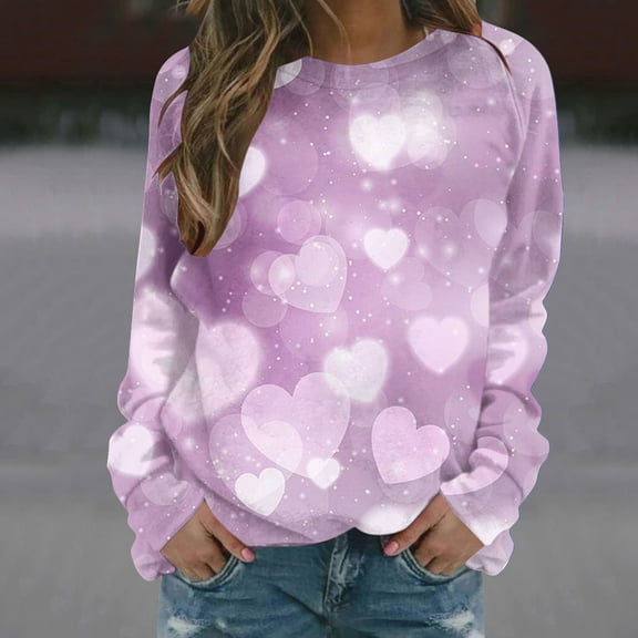 Xixinqiwan Women Valentines Day Sweatshirt,Womens Oversized Crew Neck Pullover Tops Holiday Long Sleeve Tops Outfits