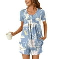thumbnail image 1 of Xixinqiwan Women's Cotton Pajama Set,Women's Short Sleeve Top and Shorts Lounge Set Comfy Loose Casual Stretch Loungewear Pj Set with Pocket, 1 of 6