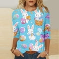 thumbnail image 1 of Xixinqiwan Women's Easter Tops Plus Size,Womens Tops Trend Three Quarter Sleeve Printed Cartoon Easter Bunny Tshirt Top Easter Dress for Women, 1 of 5