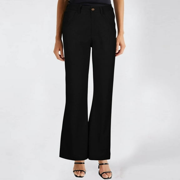 Xixinqiwan Women's Flare Pants High Waisted Stretchy Bell Bottom Long Trousers for Office Work Business