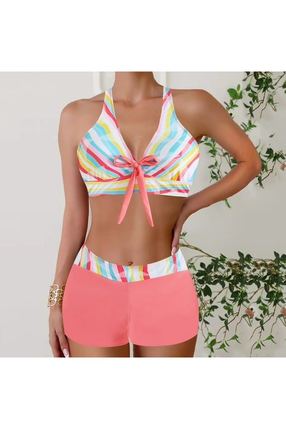 Women's High Waisted Bikini Sets,Women's Bikini Sets Wrap Front Adjustable Straps Bathing Suit Full Coverage Boyshort Swimsuit Sets 2 Piece Bikinis Swimwear