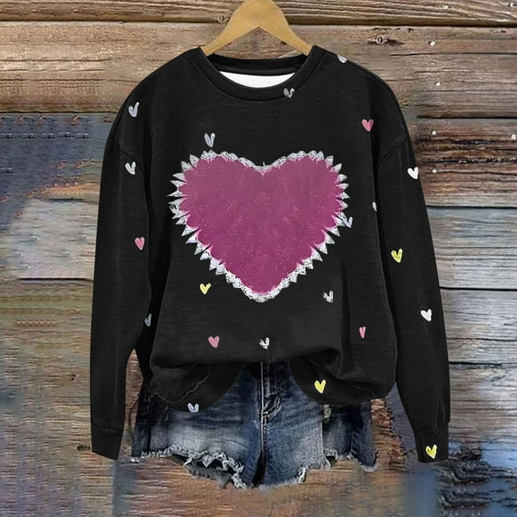 Xixinqiwan Women's Hoodies Valentine's Sweatshirt,Womens Casual Crewneck Tops Long Sleeve Shirt Pullovers Spring Fashion Clothes Trendy Outfits