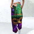 thumbnail image 1 of Xixinqiwan Women's Jogger Pants for Mardi Gras,Casual Loose Wide Leg Straight Pants with Pockets Mardi Gras Novelty 2025 Carnival Party Costume, 1 of 4