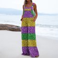 thumbnail image 1 of Xixinqiwan Women's Mardi Gras Clothing,Women's Color Block Print Long Playsuit Carnival Party Jumpsuit Celebration Parade Bib Overalls Sleeveless Wide Leg Rompers with Pockets, 1 of 6