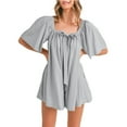 thumbnail image 1 of Xixinqiwan Women's Off Shoulder Rompers Short Sleeve Elastic Shoulder One-piece Shorts Loose Fit Dressy Jumpsuit, 1 of 8