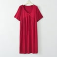 thumbnail image 1 of Xixinqiwan Women's Plus Size Nightgown Modal Cotton Nightdress Short Sleeve Sleepwear Summer V Neck Long Nightwear Wine XL, 1 of 6
