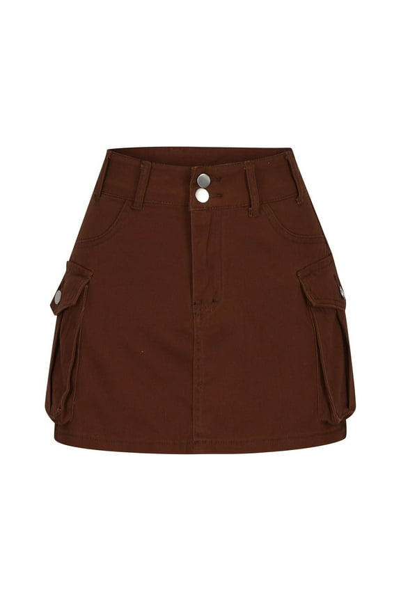 Women's Plus Size Skirt,Mini Skirts for Women Solid Colour Button Zipper Pocket High Waisted Work Skirt Short Skirts Professional Office Wear