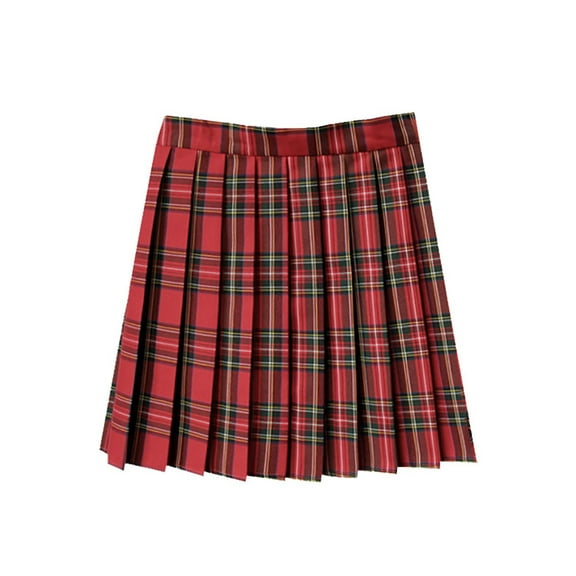 Xixinqiwan Women's Plus Size Skirt,Women's Mini Skirt Plaid American Vintage Pleated Skirt Uniform Role Play Costume Halter Dresses with Flowy Design
