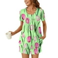 thumbnail image 1 of Xixinqiwan Women's Short Pajama Set,Womens Short Sleeve Lounge Set Crew Neck Tunic Blouse and Shorts Casual Loose Pj Sets Sleepwear with Pockets, 1 of 6