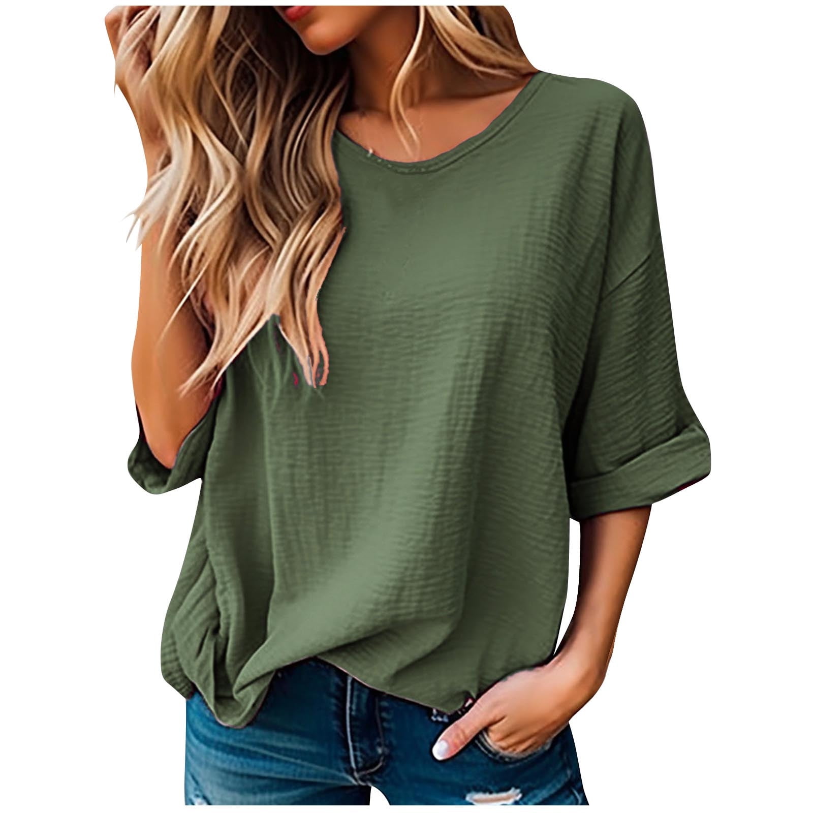Border Women's Shirts Spring and Summer Casual Solid Color