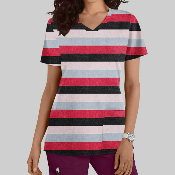 Xixinqiwan Women's Tops,Women Summer T-Shirt Cold Shoulder Pullover Blouse V-Neck Short Sleeve Printed Tops