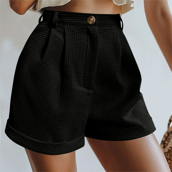 Xixinqiwan Women's Twill Shorts Relaxed Casual High Waist Pocketed Denim Shorts Button Dressy Work Short with Pockets Athletic Breathable Sports Shorts