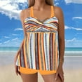 thumbnail image 1 of Xixinqiwan Women's V Neck Two Piece Swimsuit Ruched Drawstring Tummy Control Swim Tops Full Coverage Bottoms Swimwear Cut Out Bathing Suit Orange 4XL, 1 of 6