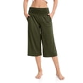 thumbnail image 1 of Xixinqiwan Women's Wide Leg Capri Pants Loose Lounge Cropped Pants Lightweight Elastic High Waist Comfy Yoga Capris with Pockets, 1 of 9